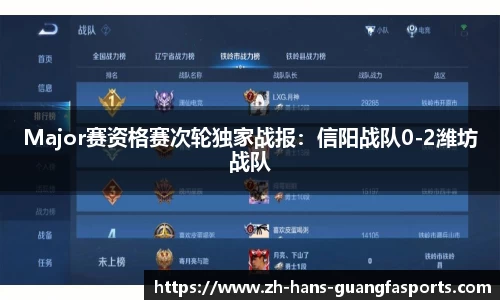 Major赛资格赛次轮独家战报:信阳战队0-2潍坊战队